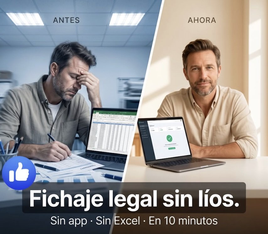 Comparativa antes y después: de papel y Excel a fichaje digital en móvil